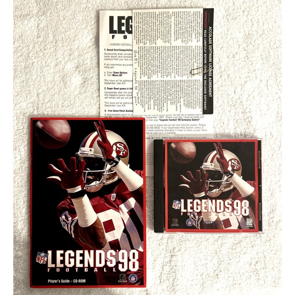 NFL Legends 98 Football PC CD-ROM Complete With Player's Guide Book + Bonus RARE